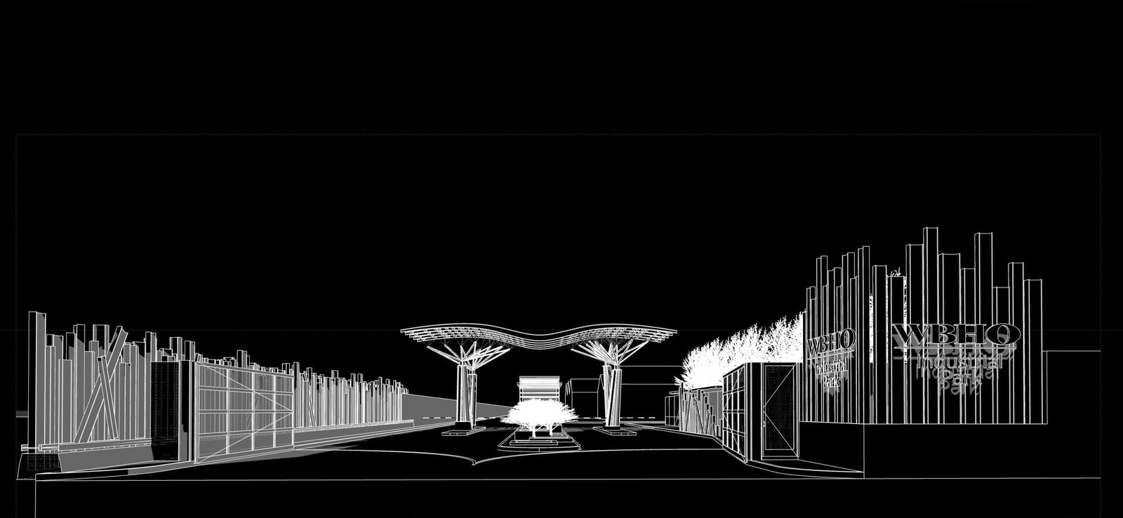 Gate to Industrial Park — Concept 1, branching node detail